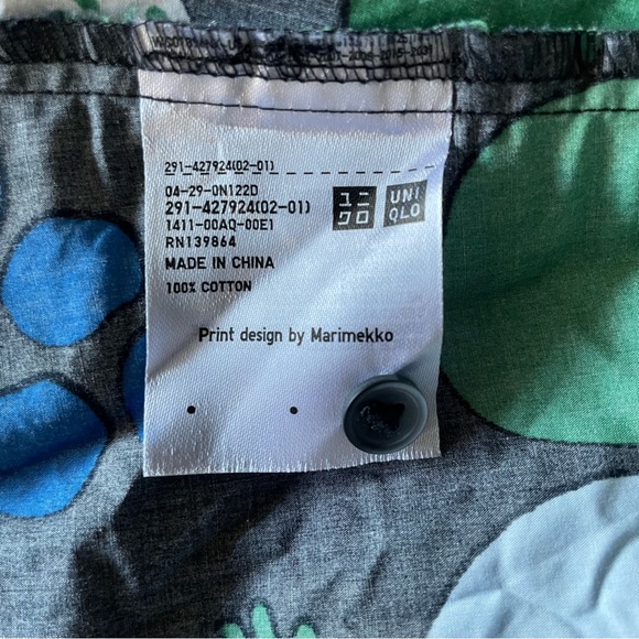 Marimekko Sleeveless A Line Cotton Dress Black Fruit Motif - XS - Picture 6 of 8